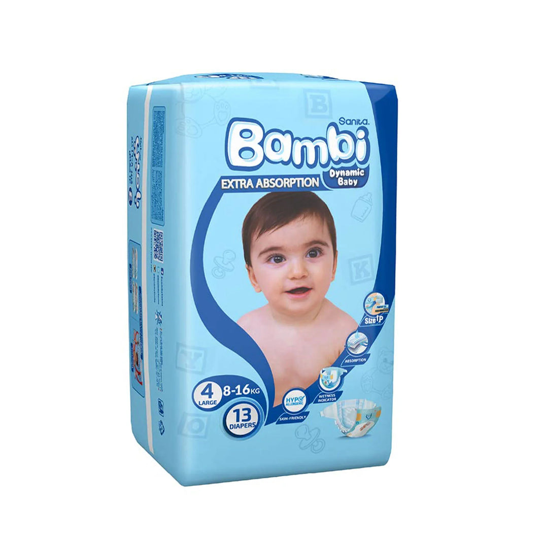 BAMBY EXTRA ABSORPTION DIAPERS 4 LARGE 13 DIAPER