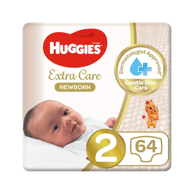 HUGGIES EXTRA CARE NEW BORN SIZE 2 JUMBO PACK