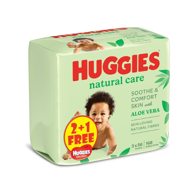 HUGGIES NATURAL CARE ALOE VERA 3X56 PACK